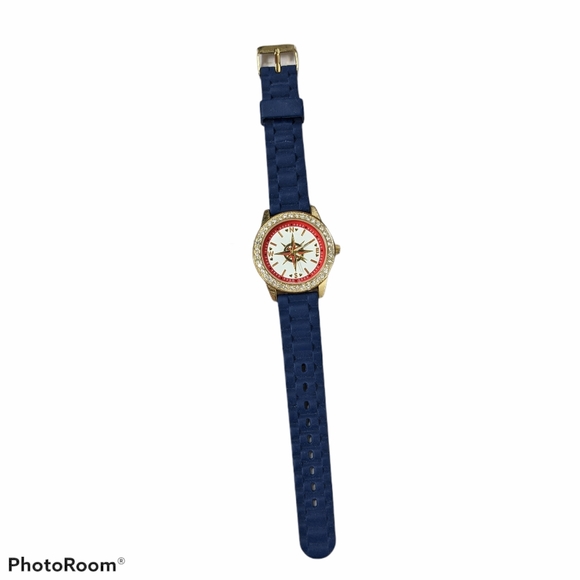 Watch Nautical Navy Blue Silicone Band Gold Gems - Picture 3 of 4